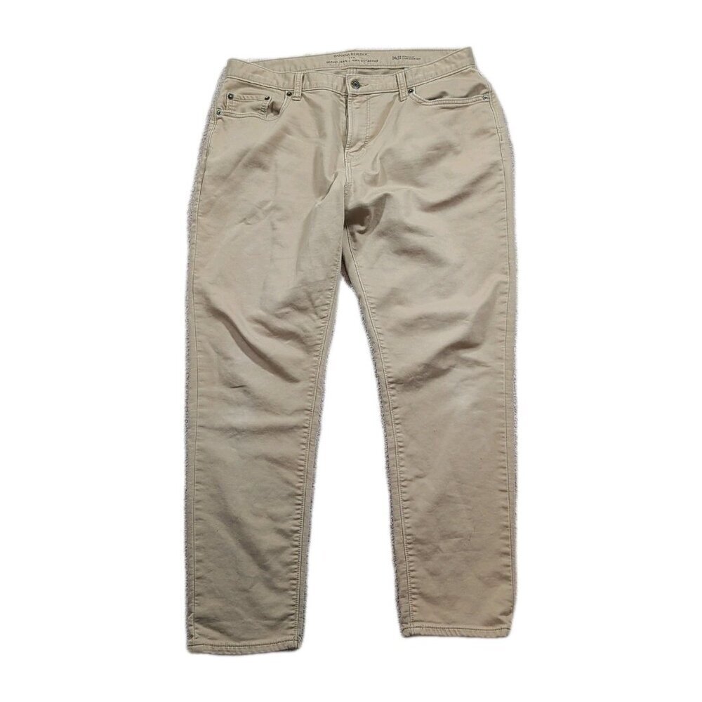 Banana Republic Travel Jeans Mens W34xL29 Khaki Preppy Tapered Stretch Casual